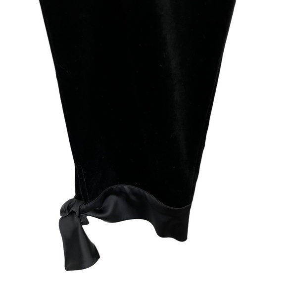 TARA JARMON Made in FRANCE Black Velvet Satin Trim Flat Front Pants Slacks sz 42 - Picture 4 of 16